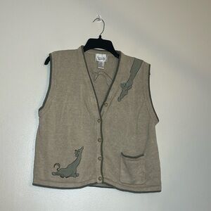 Christopher & Banks Vintage Button Front Giraffe Sweater Vest XL